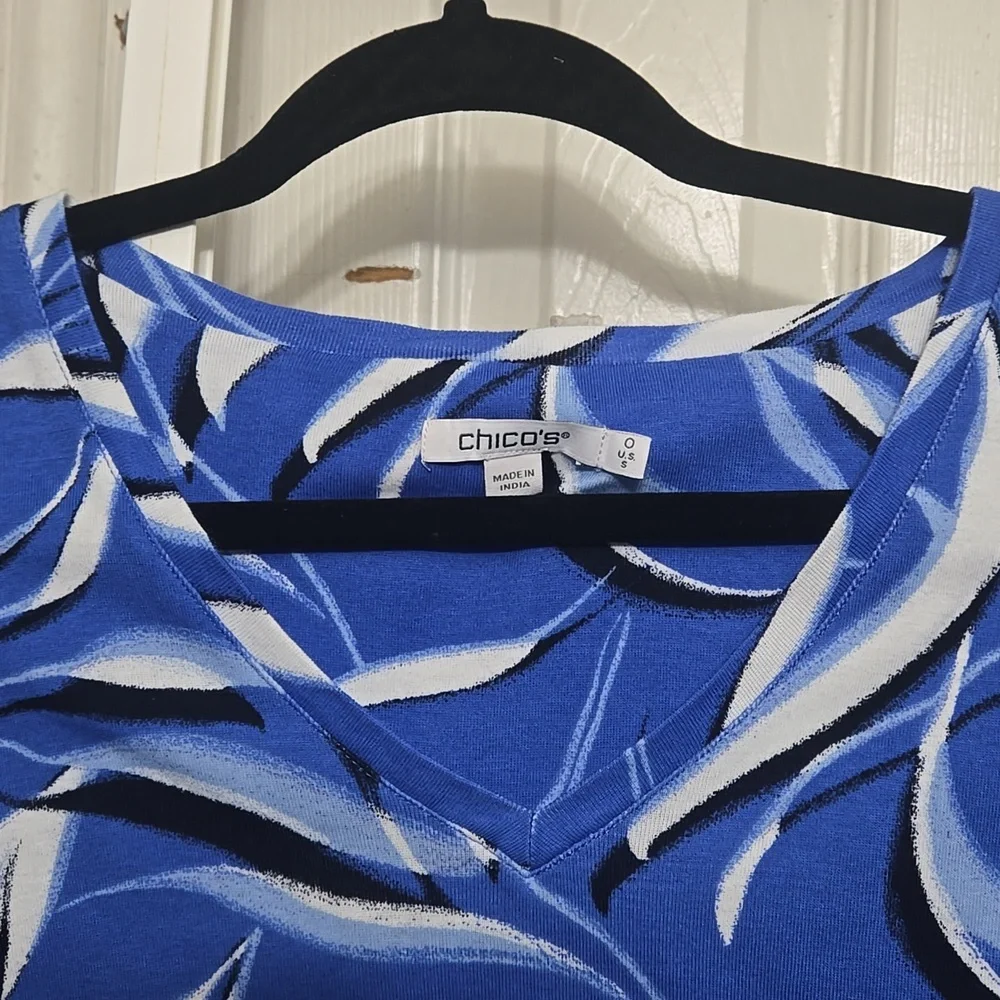 Chico's Southbeach Pantsuit Blue/White Trio - Picture 3 of 10